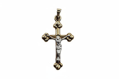 Crucifix Pendant - 9ct Bi-Colour Gold