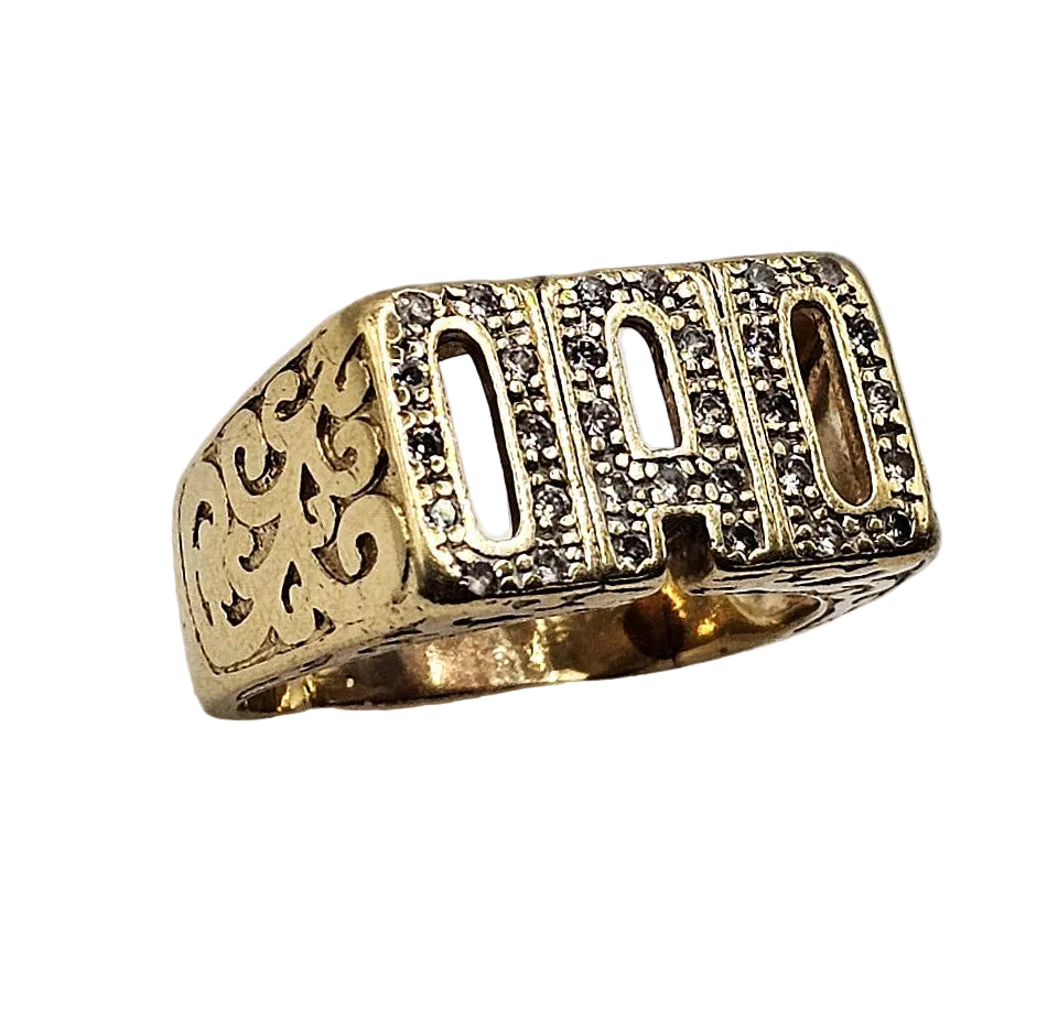 Cubic Zirconia Dad Ring - 9ct Gold - Size Z+2