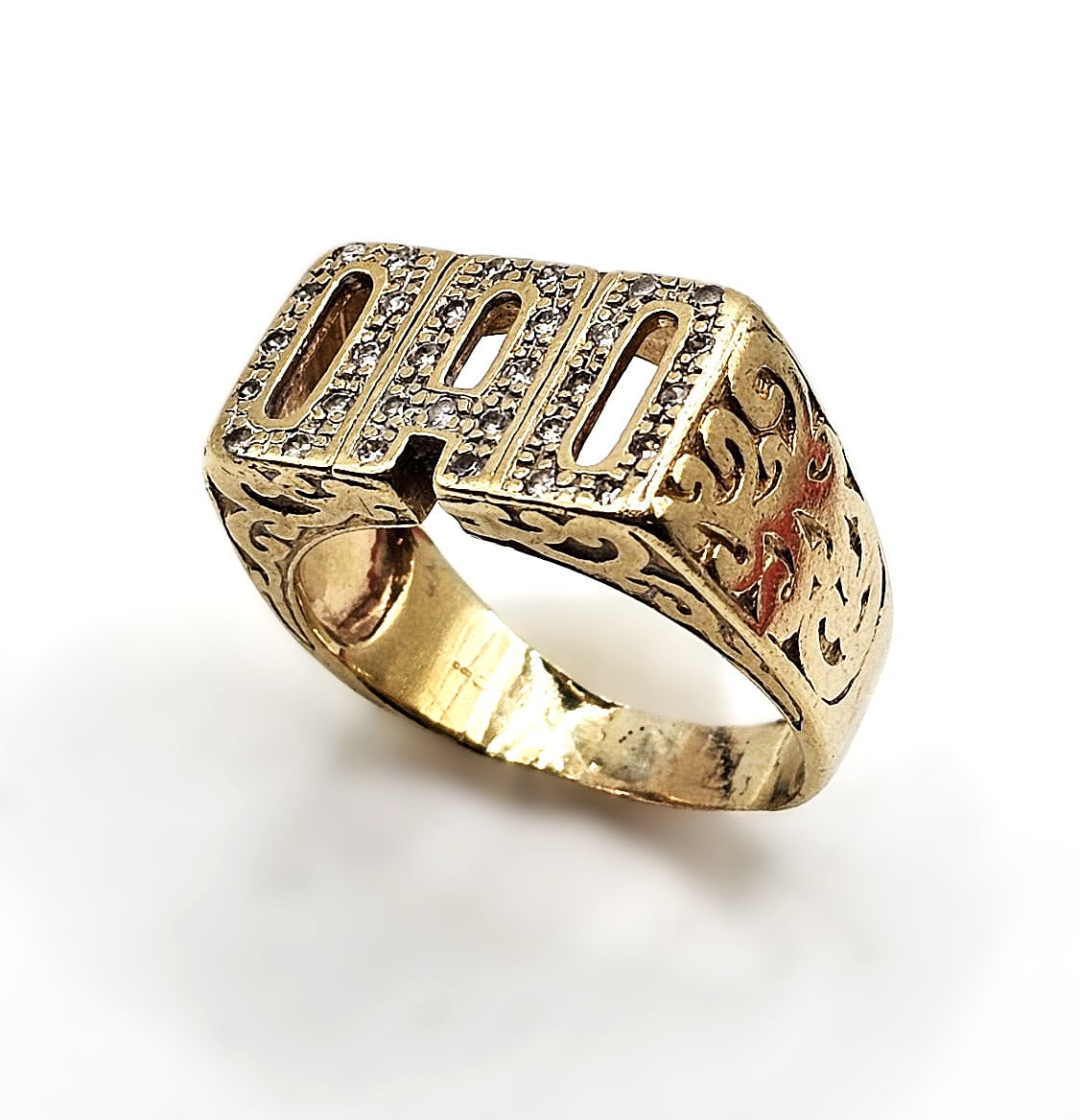 Cubic Zirconia Dad Ring - 9ct Gold - Size Z+2