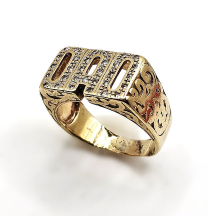 Cubic Zirconia Dad Ring - 9ct Gold - Size Z+2