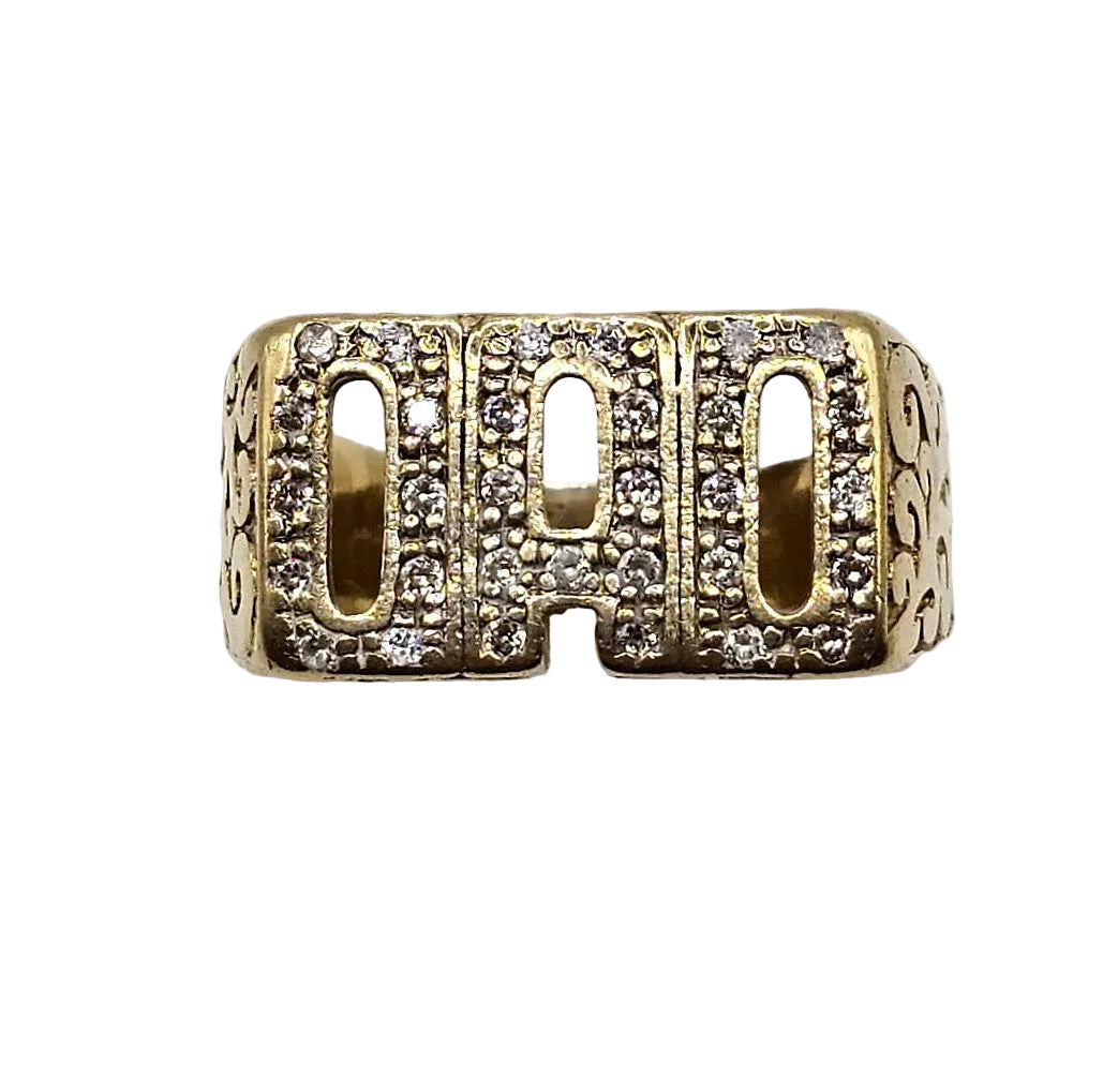Cubic Zirconia Dad Ring - 9ct Gold - Size Z+2