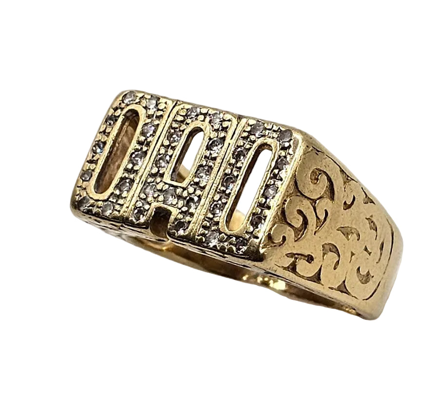 Cubic Zirconia Dad Ring - 9ct Gold - Size Z+2