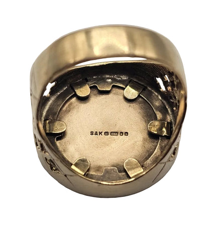 Medallion Ring - 9ct Gold - Size U