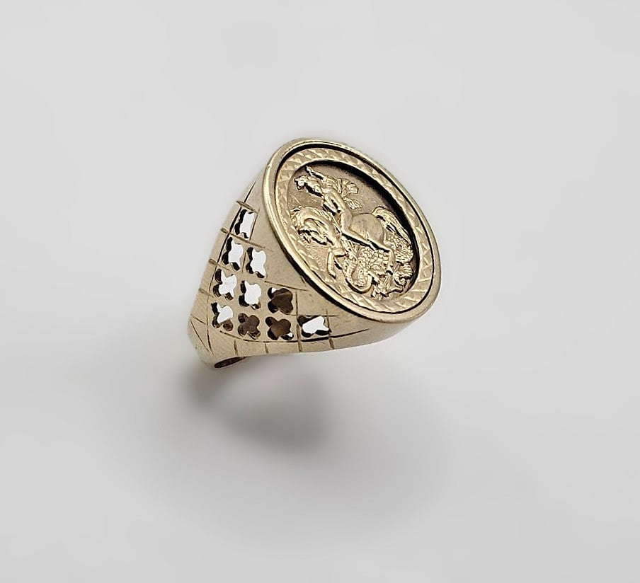Medallion Ring - 9ct Gold - Size U