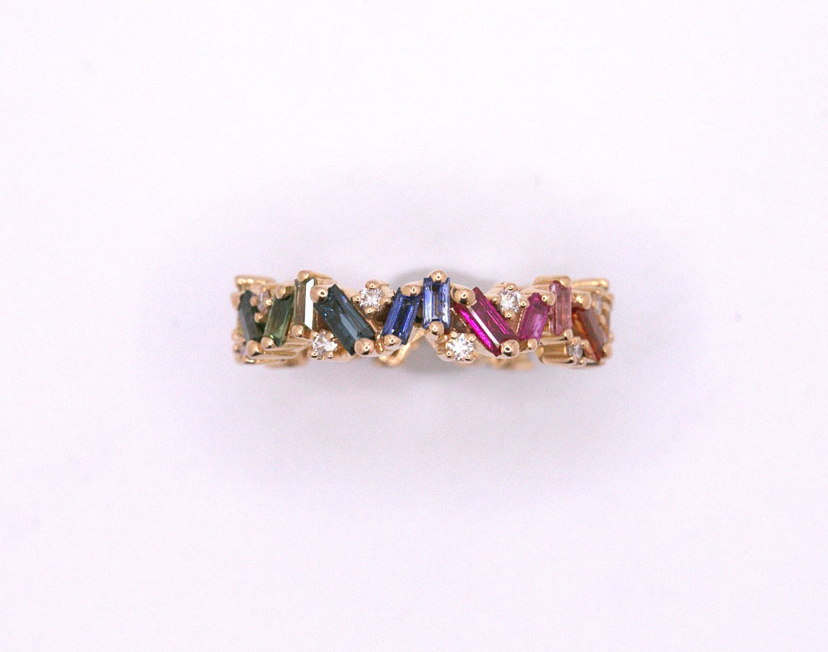 Suzanne Kalan Rainbow Sapphire & Diamond Eternity Ring