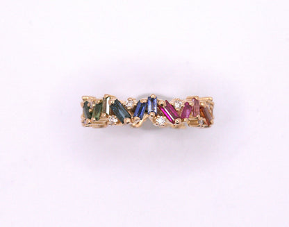 Suzanne Kalan Rainbow Sapphire & Diamond Eternity Ring
