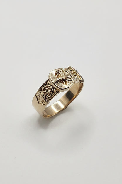 Buckle Ring - 9ct Gold - Size U