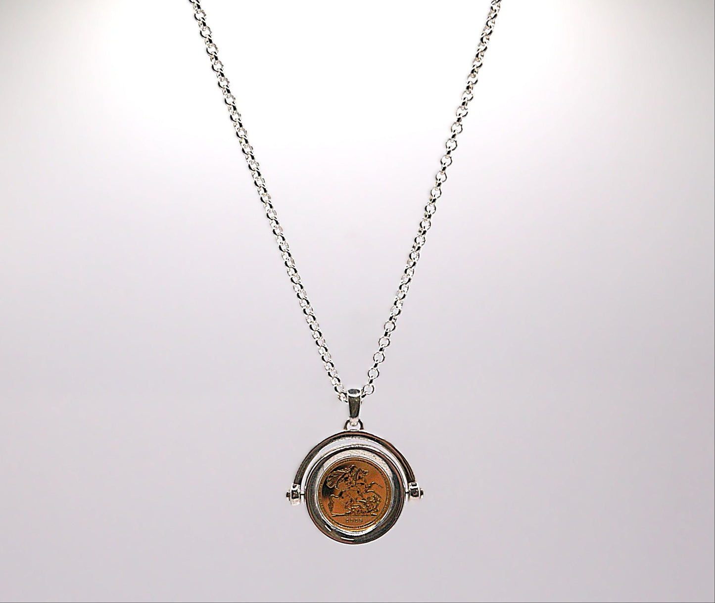 Quarter Sovereign Spinning Pendant with Sterling Silver Chain
