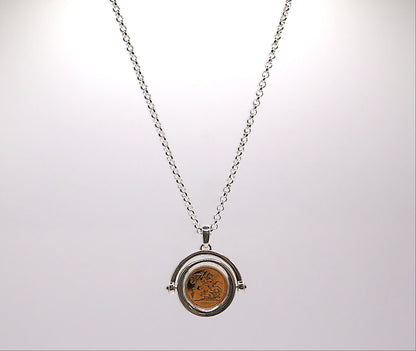 Quarter Sovereign Spinning Pendant with Sterling Silver Chain