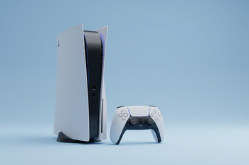 ok instead of that just show me a graphic for a console and a controller without the writing. make the console clear and have a light blue background